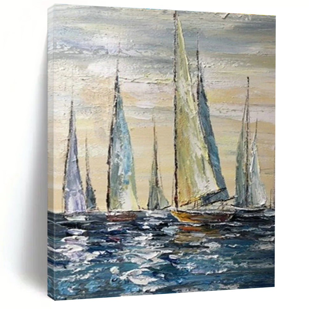 Hand - Painted Abstract Canvases for Cottage Dining Room Hutch Glass Panels & Hallway Coat Closet Doors DLZ0852