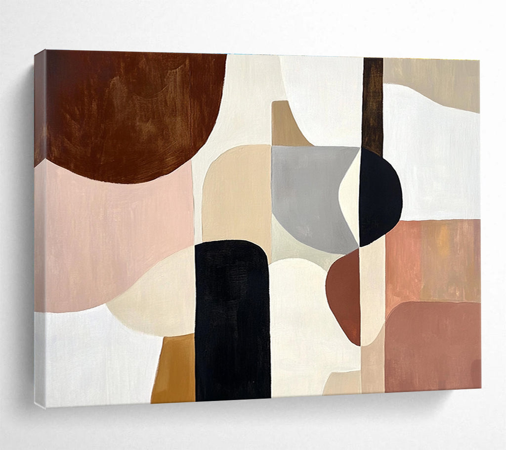 Geometric Shape Abstract Painting with Neutral and Earthy Tones DYP510