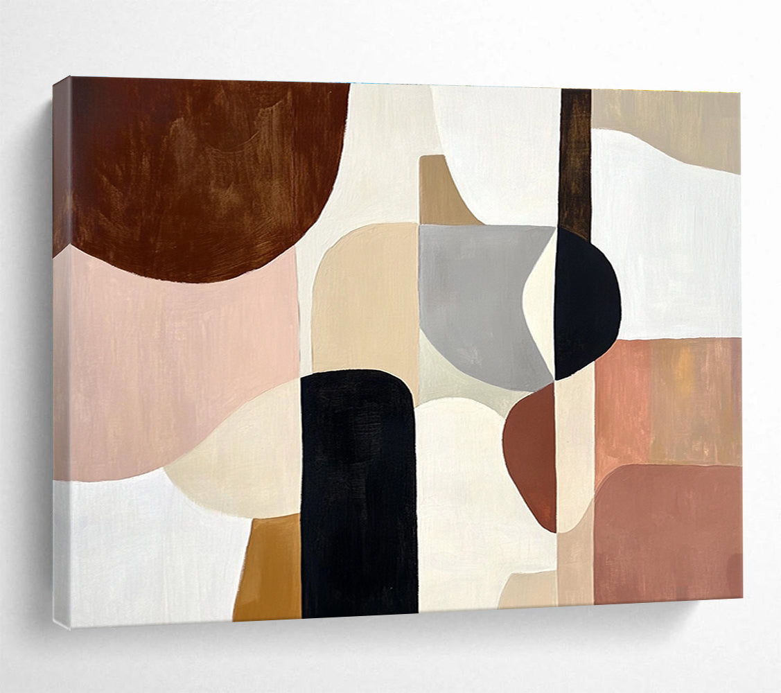 Geometric Shape Abstract Painting with Neutral and Earthy Tones DYP510