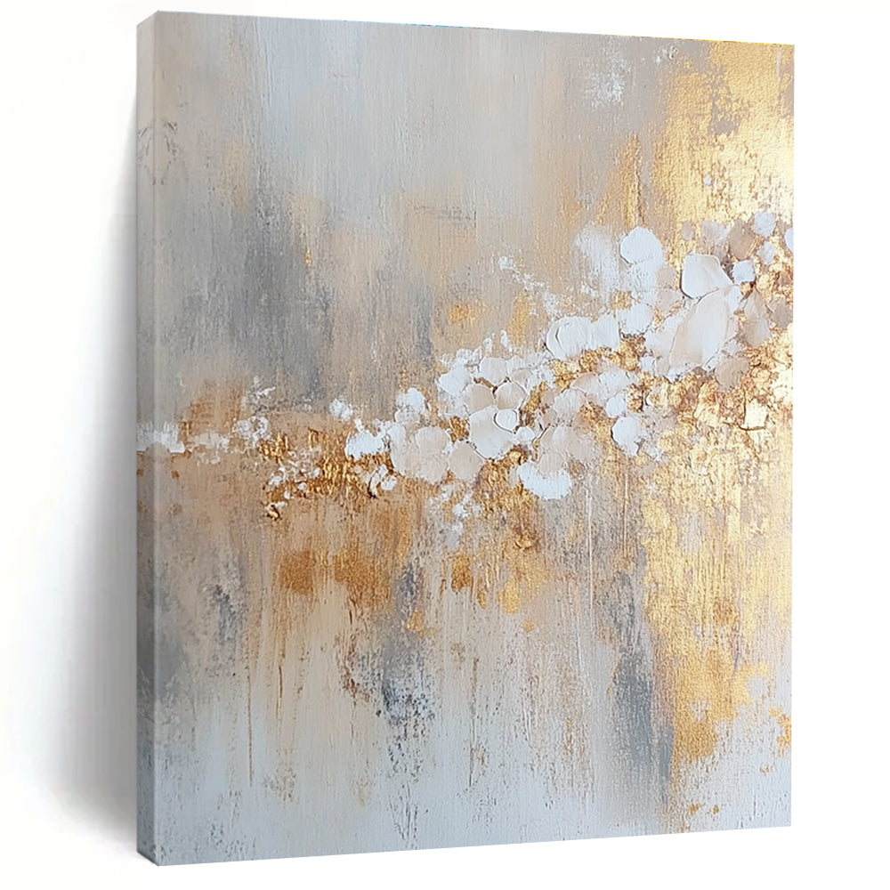 Gold Gray Abstract Painting with Delicate Details GER738