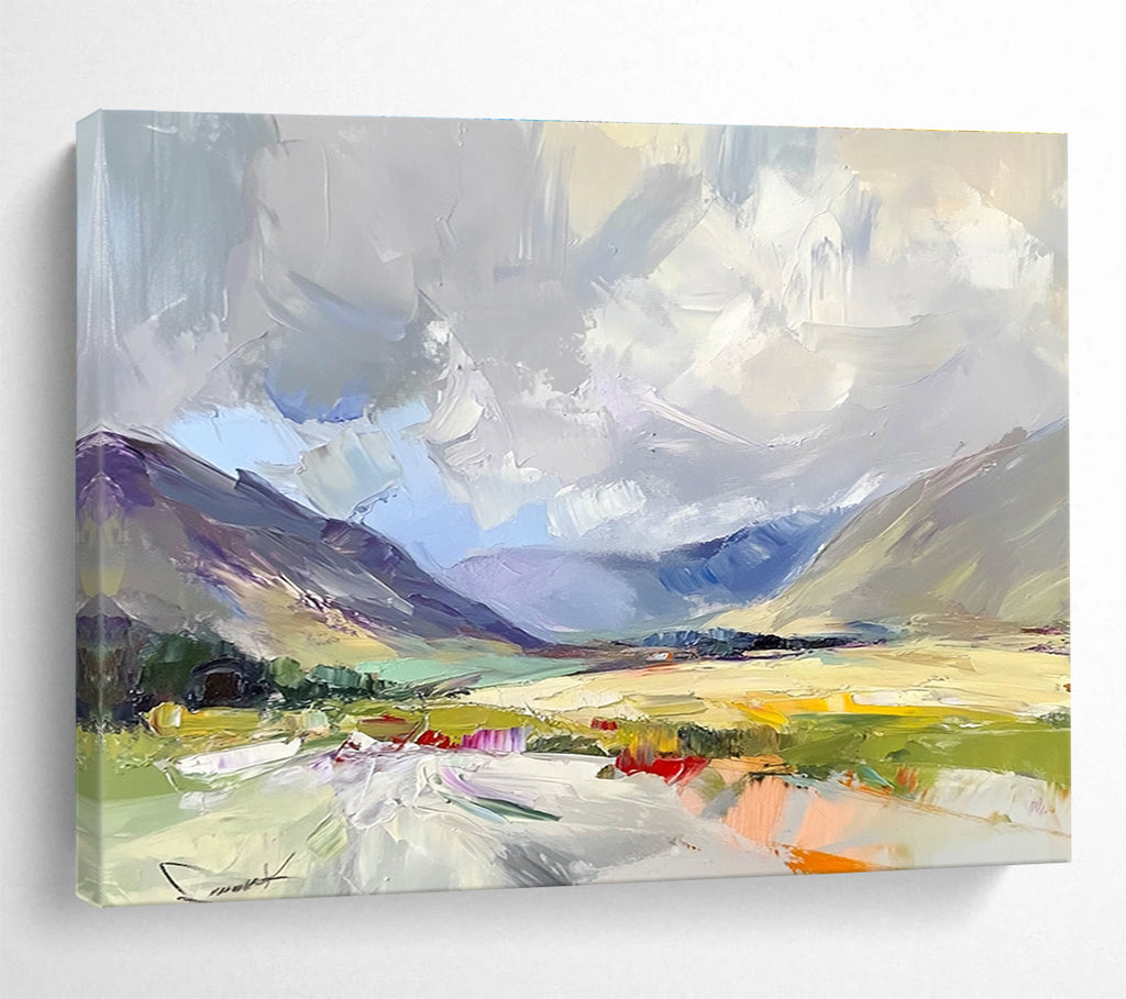 Colorful Mountain Valley - Impressionist Abstract Painting DYP064