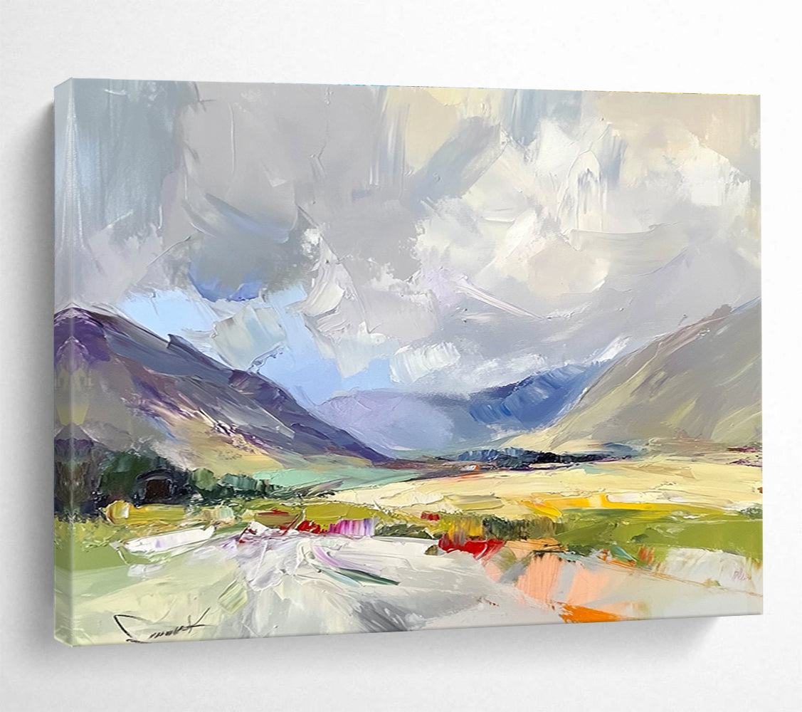 Colorful Mountain Valley - Impressionist Abstract Painting DYP064