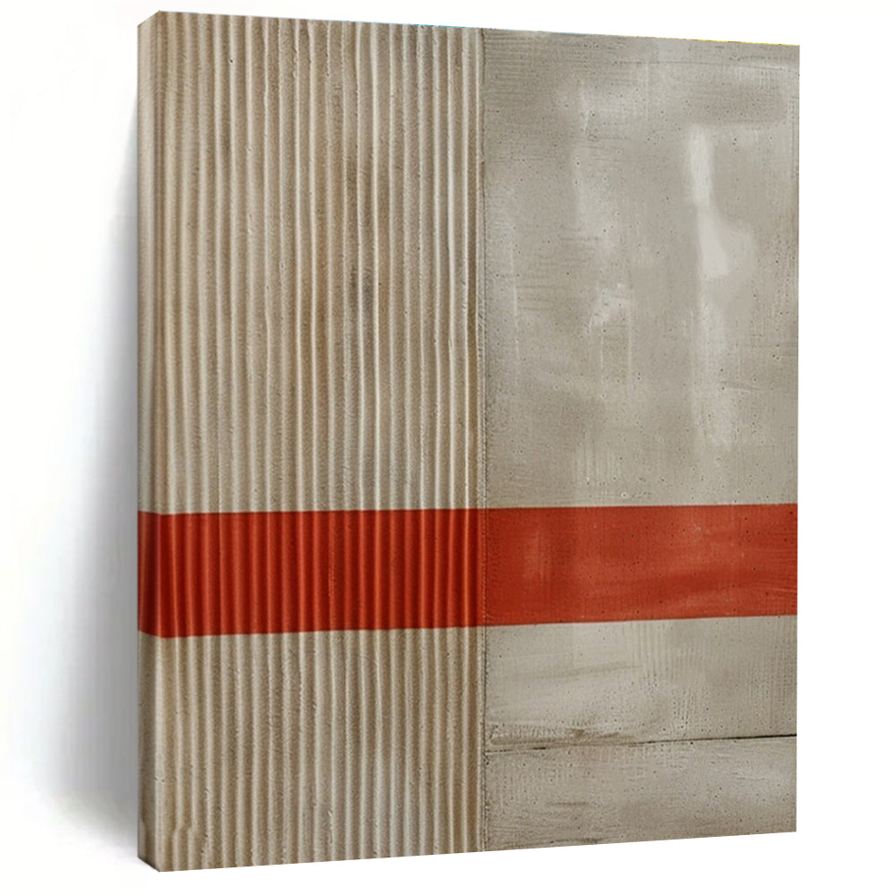 Beige White Red Minimalist Painting ADGE007