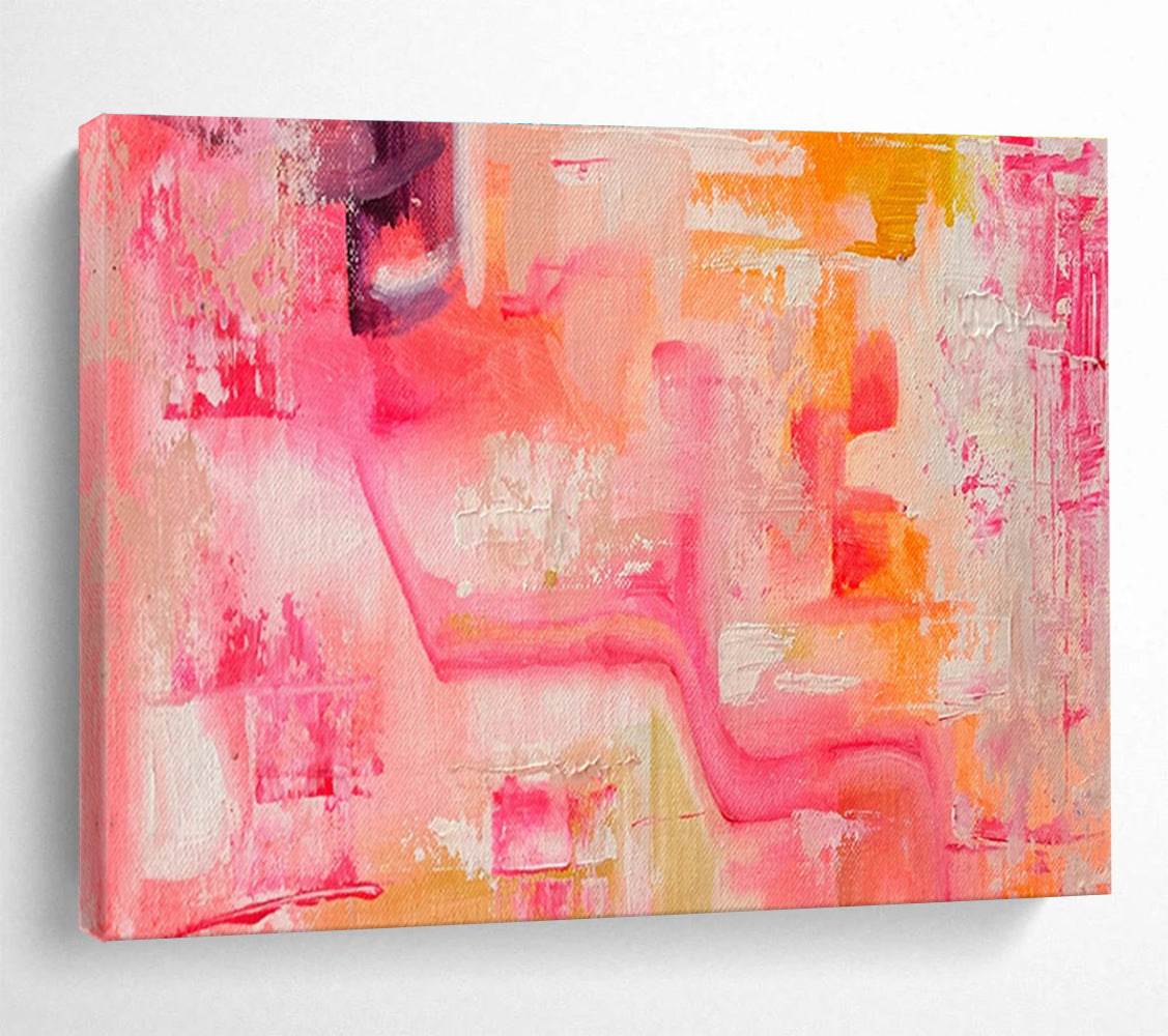Pink Orange Abstract Painting with Soft Color Transitions THY360