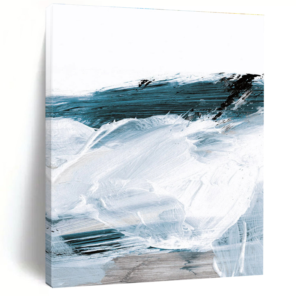 Coastal Abstract with Blue and White Brushstrokes Painting ADGE219