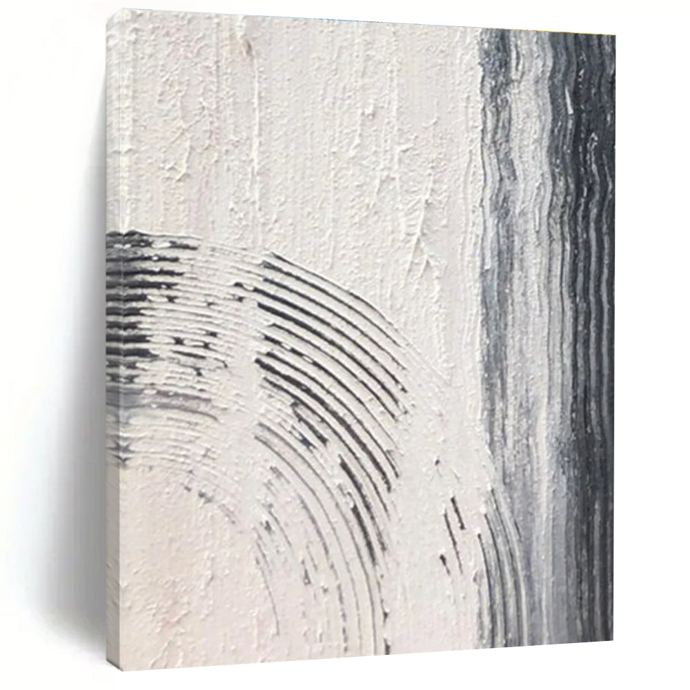Gray and White Textured Abstract Painting with Intricate Patterns ADGE399