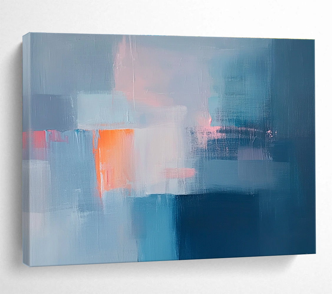 Blue and Orange Abstract Blocks Painting DYP477