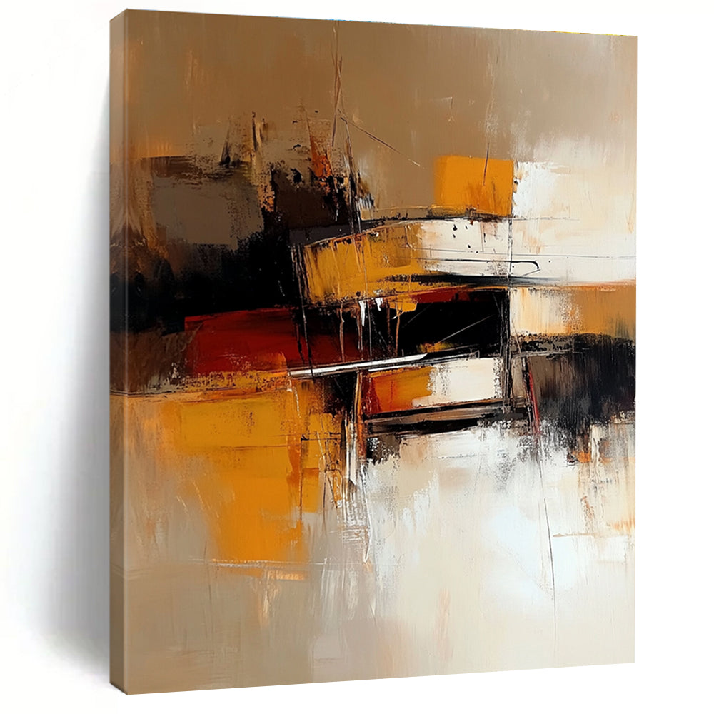 Warm - Toned Abstract Painting with Industrial Vibes GER578