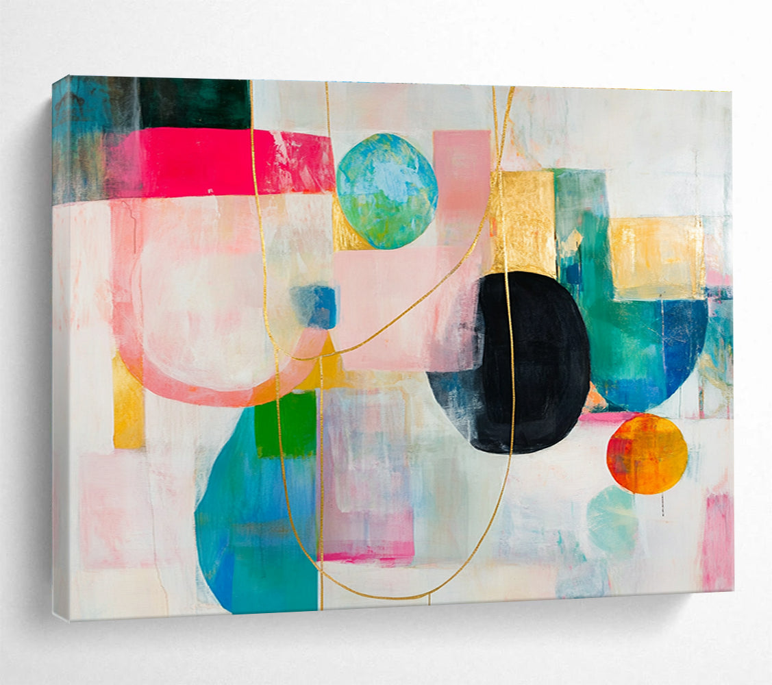 Abstract Composition with Gold Accents and Colorful Shapes DYP533