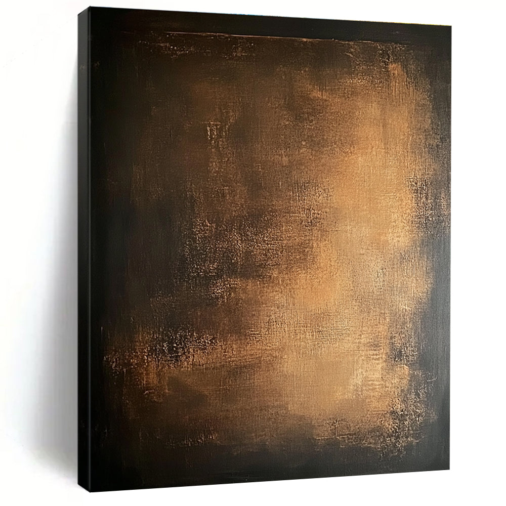 Dark Gold Abstract Painting with Mysterious Glow GER136
