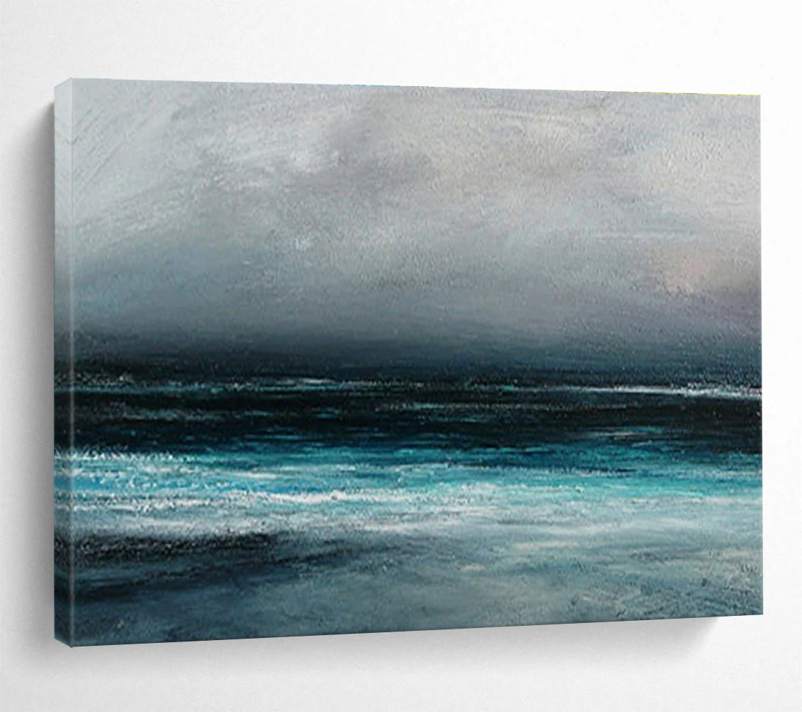 Grey Blue Dark Sea Abstract Painting THY034