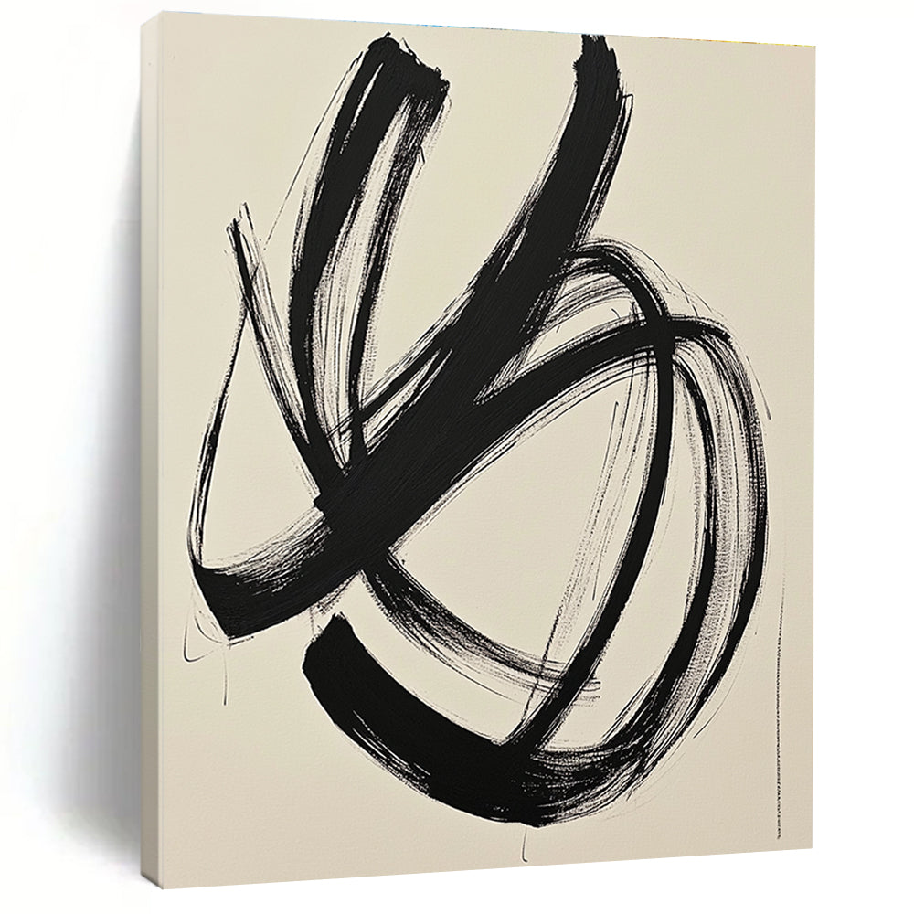 Large abstract drawing of black lines on white paper depicting an ink cloud style with a black square enhancing the minimalist energy.STSC549