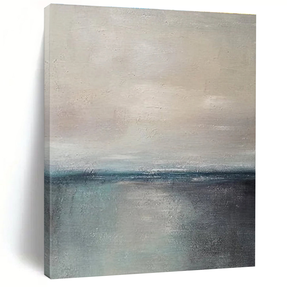 Beige Grey Blue Minimalist Abstract Painting ADGE034