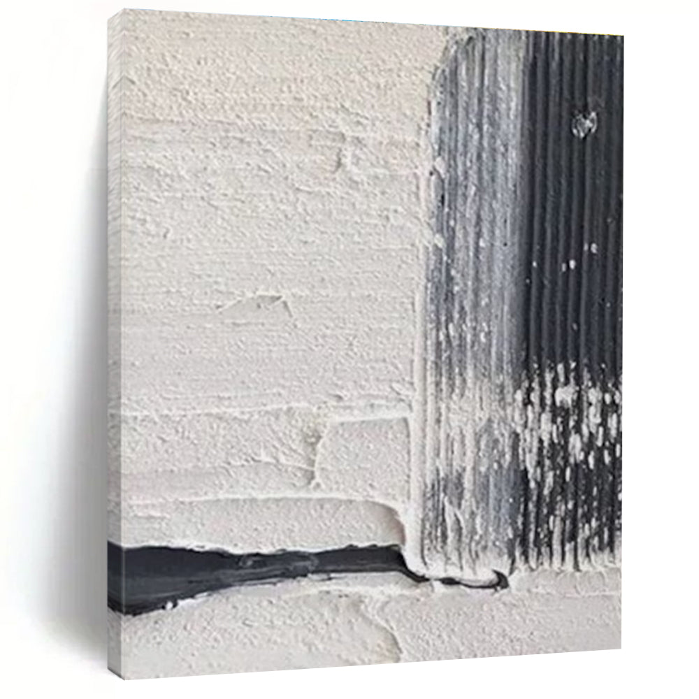 Textured White and Black Abstract Painting with Subtle Details ADGE147