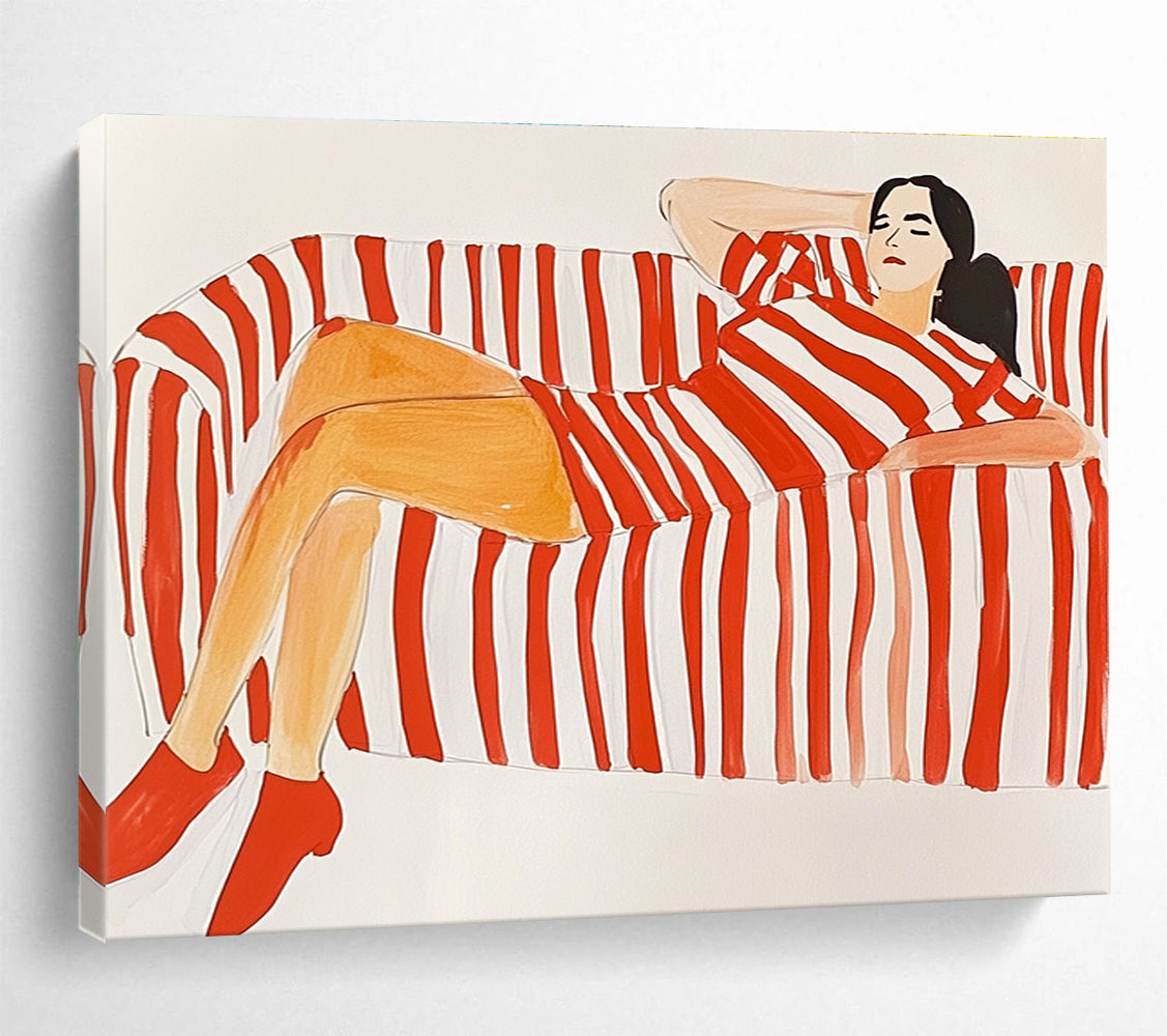 Red and White Striped Figure Abstract Painting DYP089