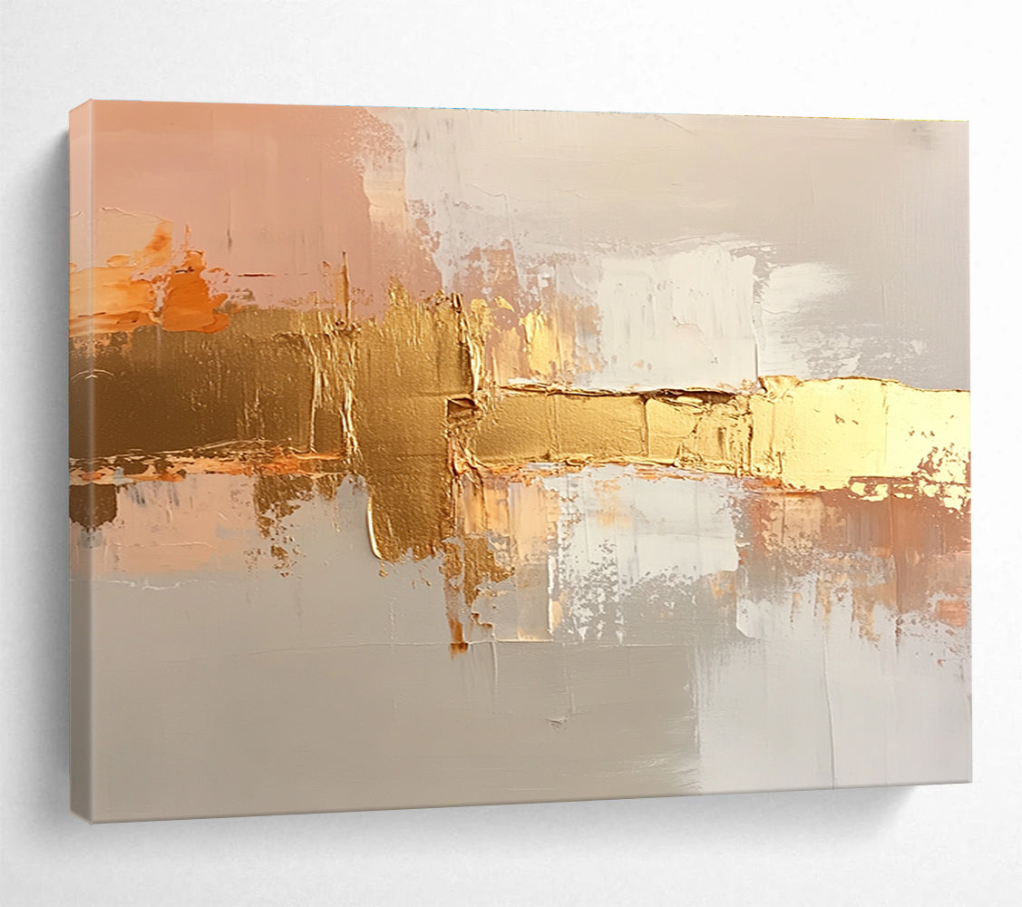Gold and Neutral Abstract Painting with Elegant Textures DYP375