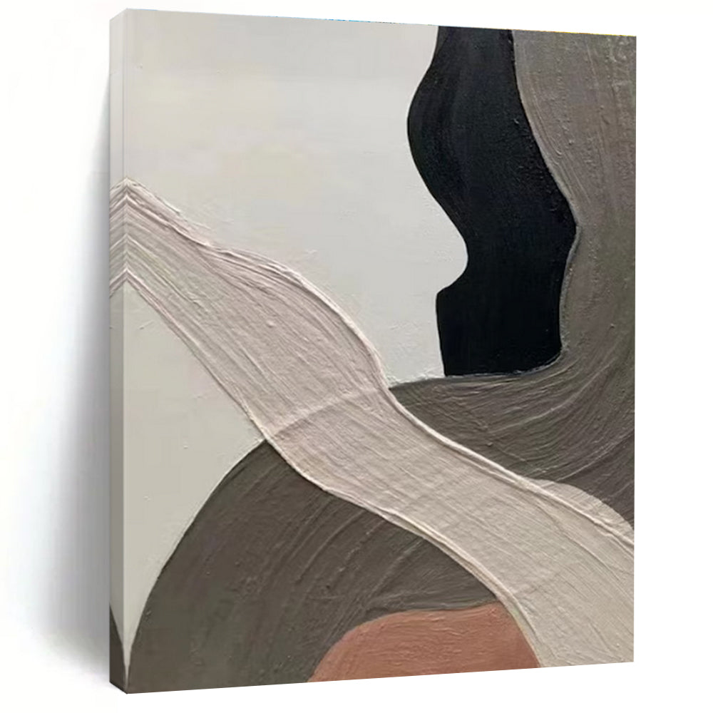 Close - up of Neutral Abstract Painting with Intricate Curves ADGE523