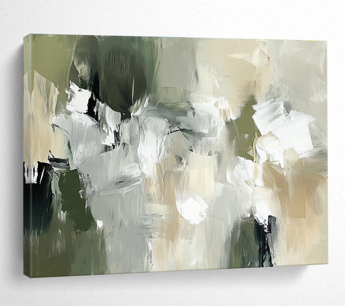 Earthy Tones Abstract Painting with Green and Beige Shades DYP376