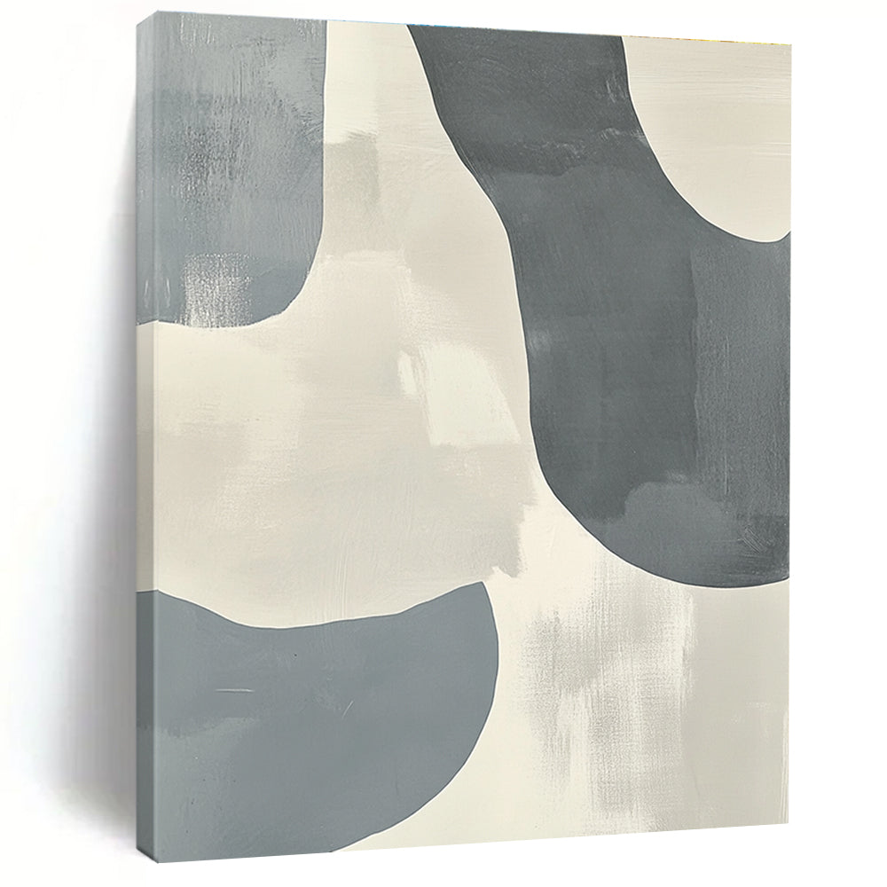 Gray and Beige Abstract Painting with Flowing Forms GER161