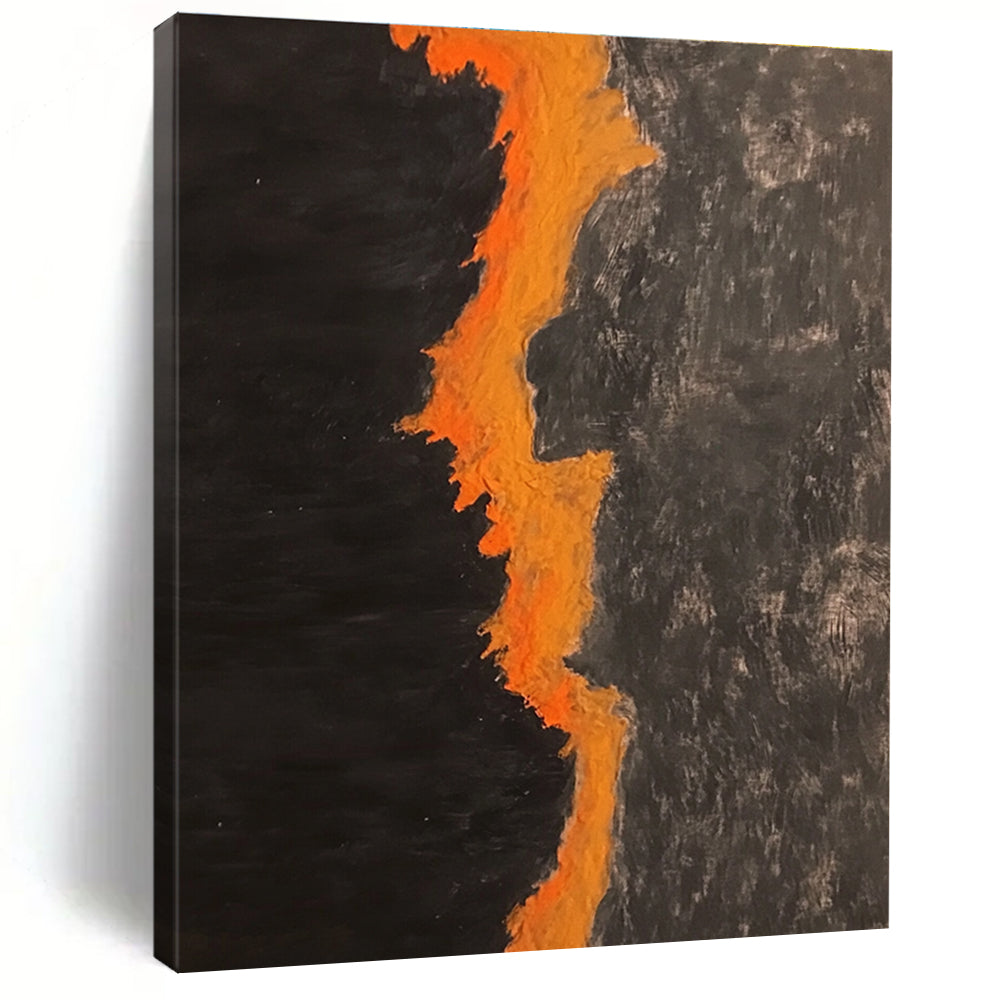 Black Orange Jagged Line Abstract Painting GER834