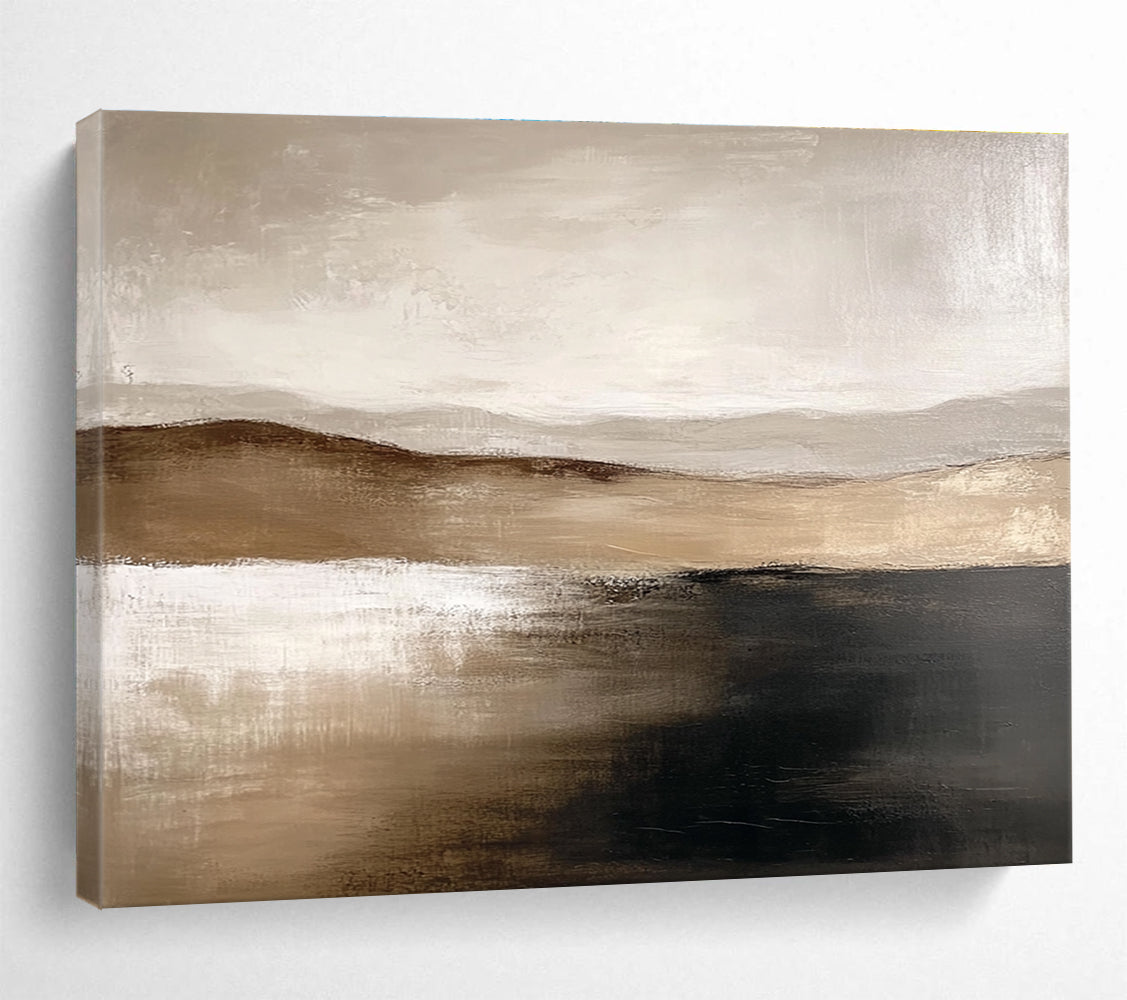 Earth Tone Landscape Abstract Painting with Brown and Beige DYP227
