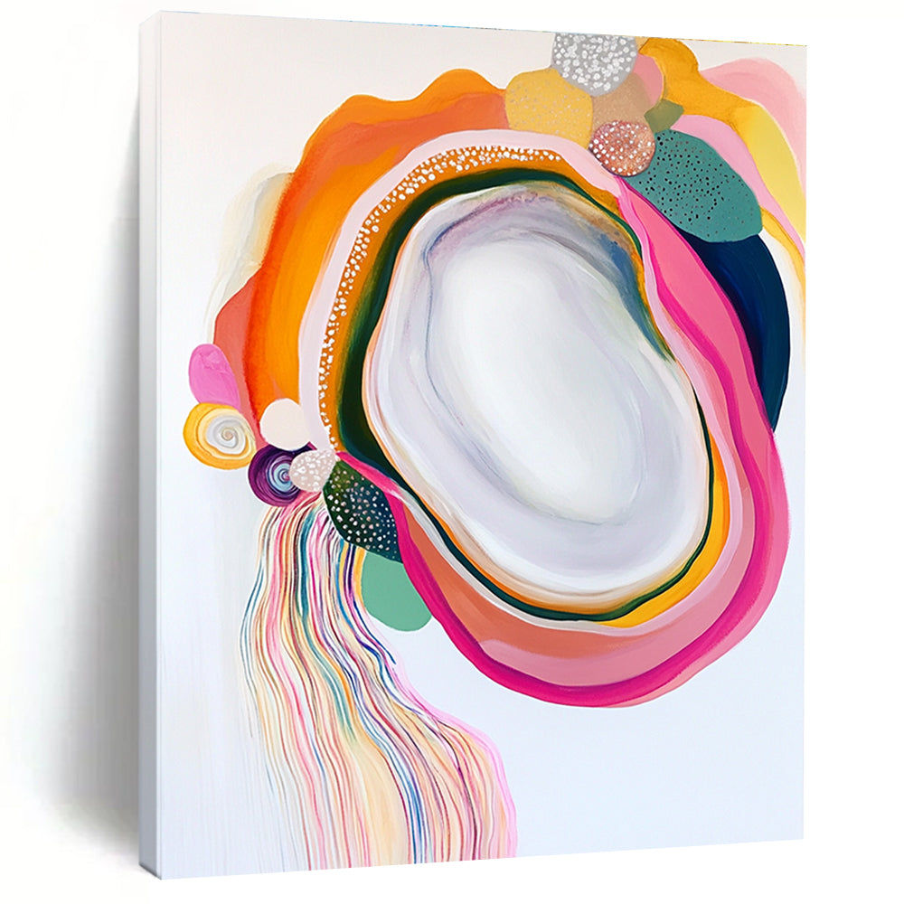 Colorful Agate - Inspired Abstract Painting with Playful Shapes GER587