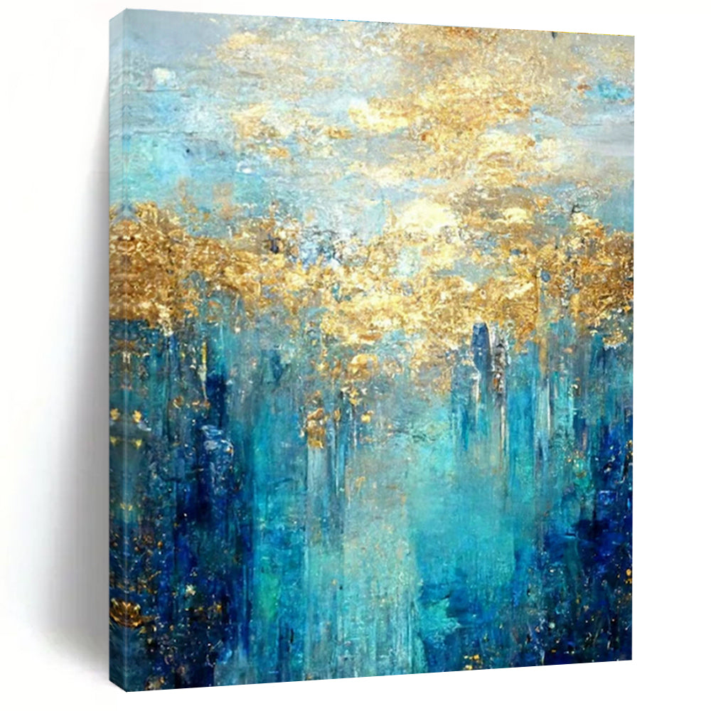 Oversized Custom Hand-Painted Abstract Canvas for Cottage Living Room Firewood Storage Niche Wall and Office Supply Cabinet Wall DLZ1912
