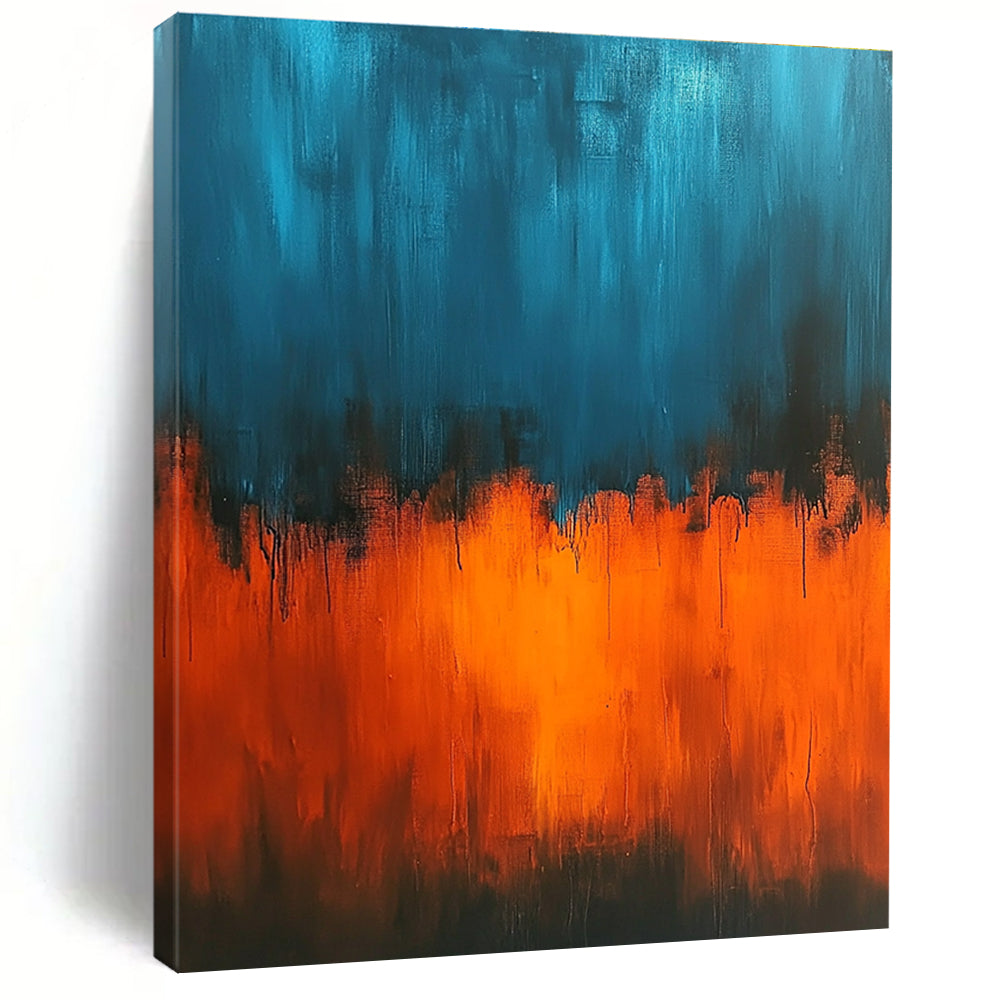 Teal and Orange Abstract Painting with Vivid Transitions GER388