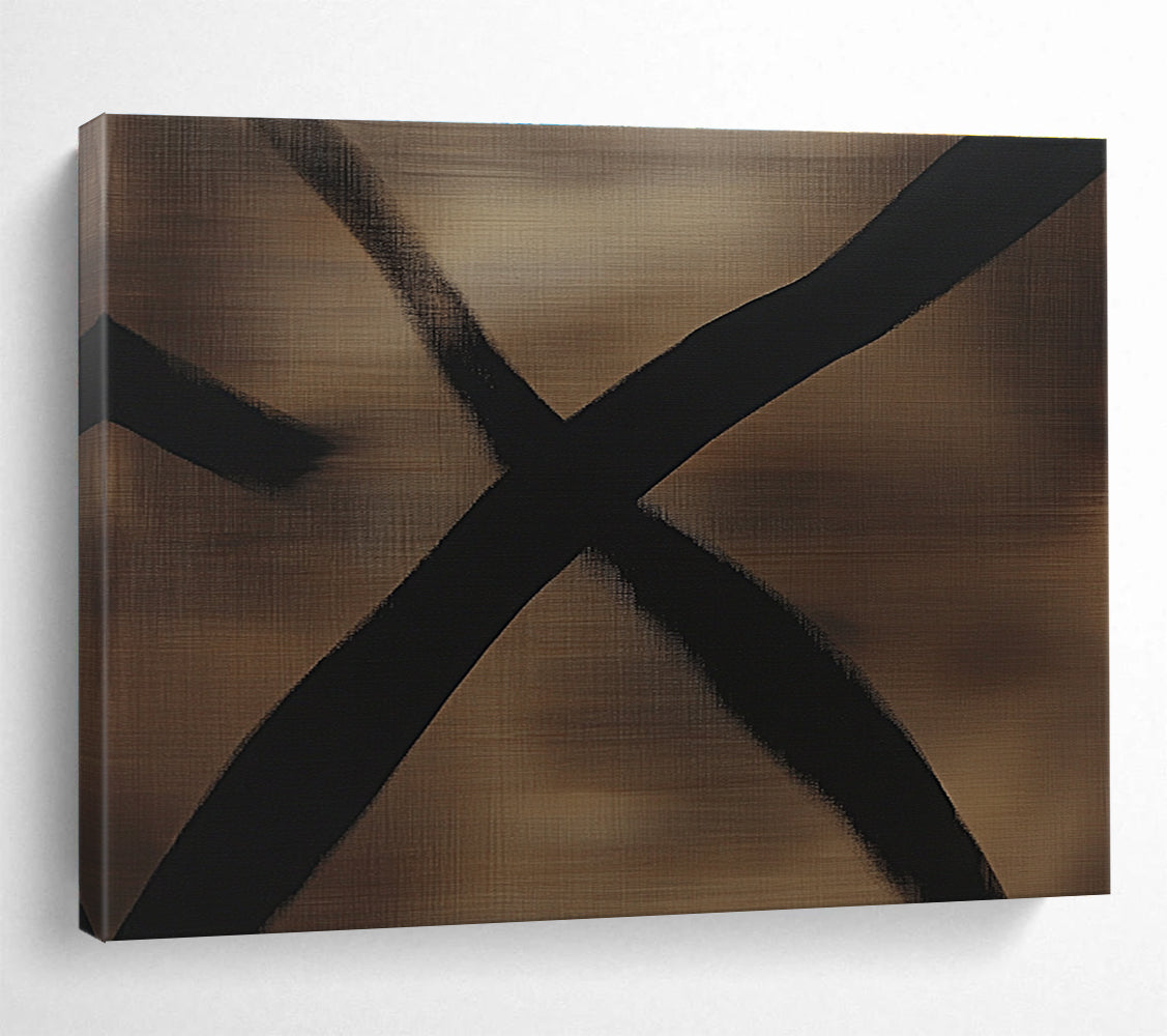 An abstract painting featuring dark brown and black lines with dragonfly wing shadows, minimalist style, monochromatic color scheme, oil painting effect.SC349