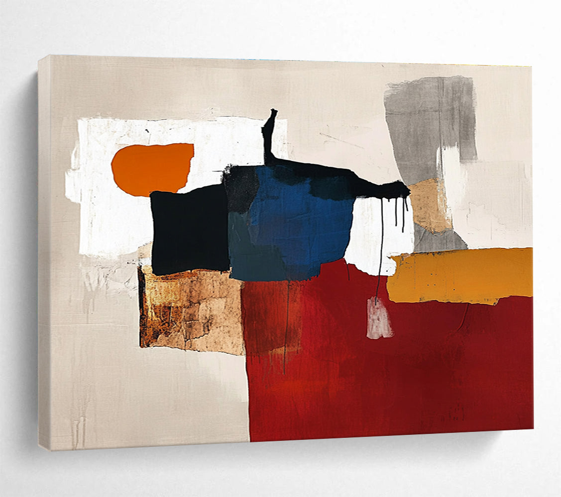Mixed Color Block Abstract Painting with Eclectic Shapes DYP487