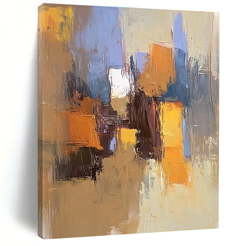 Colorful Block Abstract Painting with Layered Hues GER792