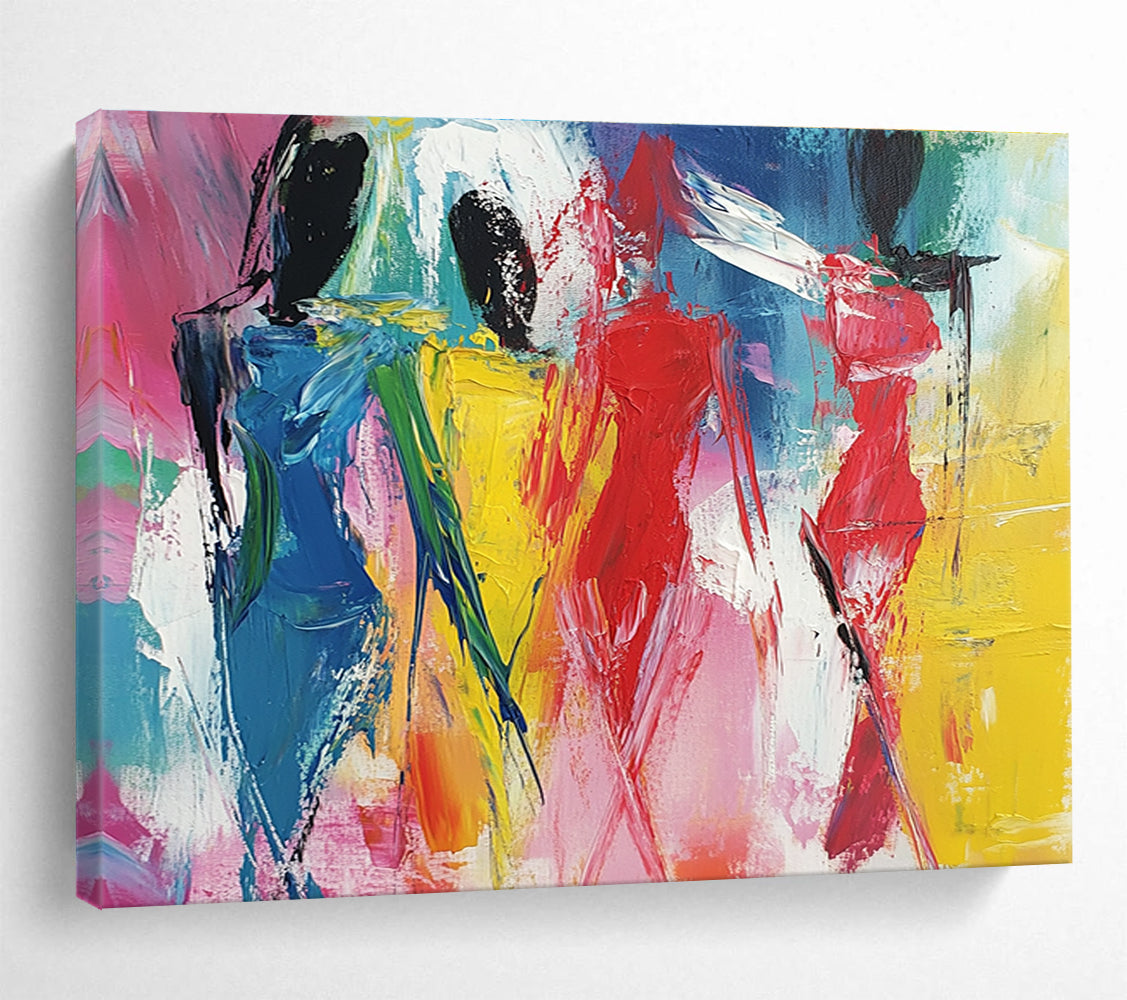 Large abstract painting featuring bold expressive brushstrokes and vibrant colors capturing the essence of expressionism and dynamic shapes.SC188