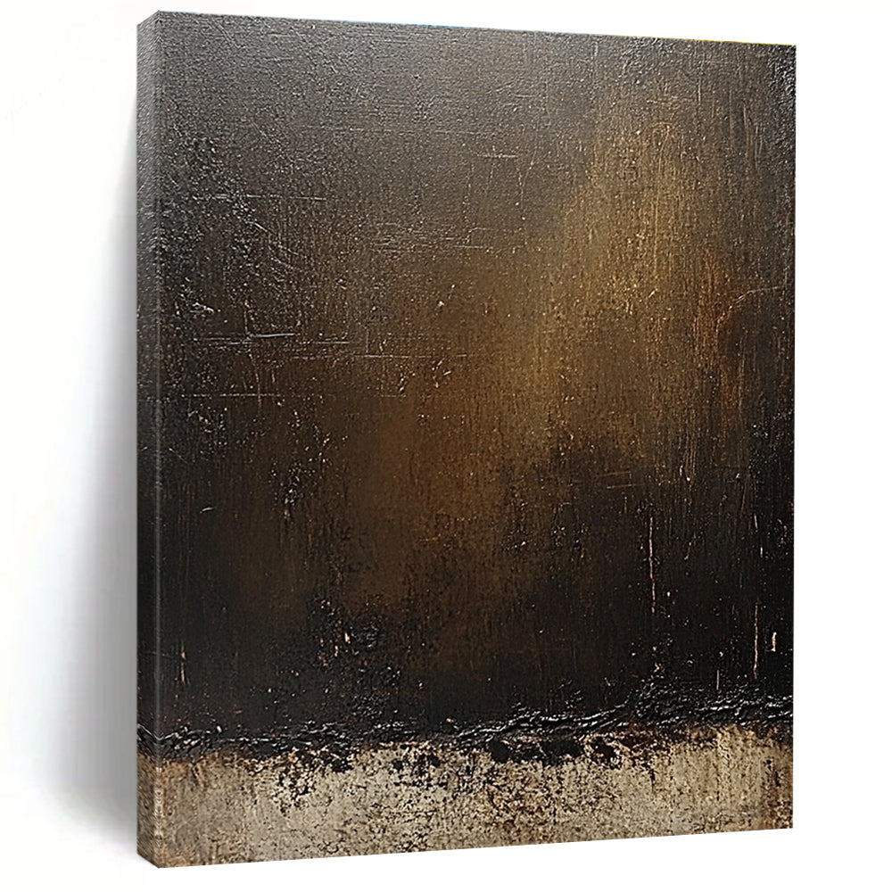 Dark Gradient Brown Abstract Painting with Textured Layers GER292