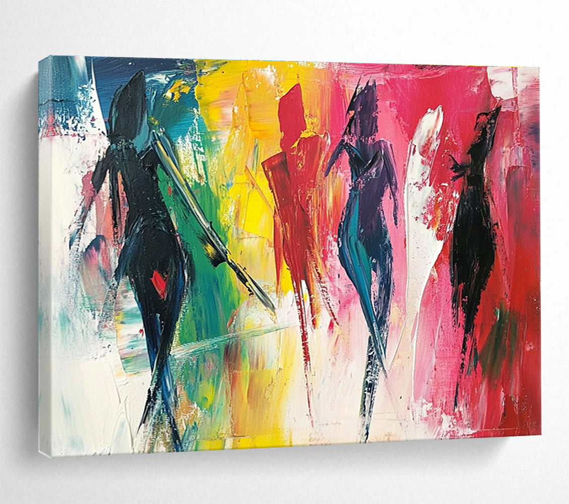 Colorful Figures Abstract Painting with Dynamic Brushstrokes DYP347