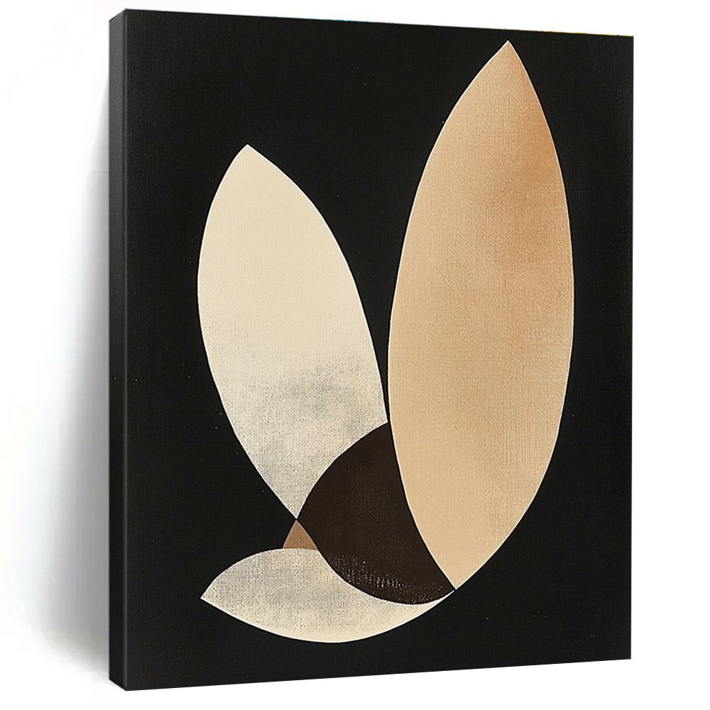 Beige and Brown Abstract Painting with Geometric Shapes GER099