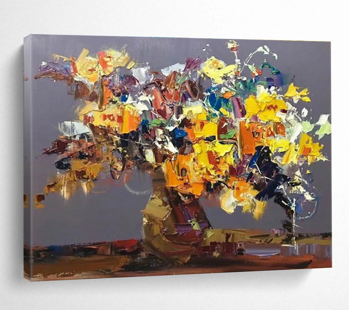 Colorful Floral Abstract Painting with Vibrant Hues THY279