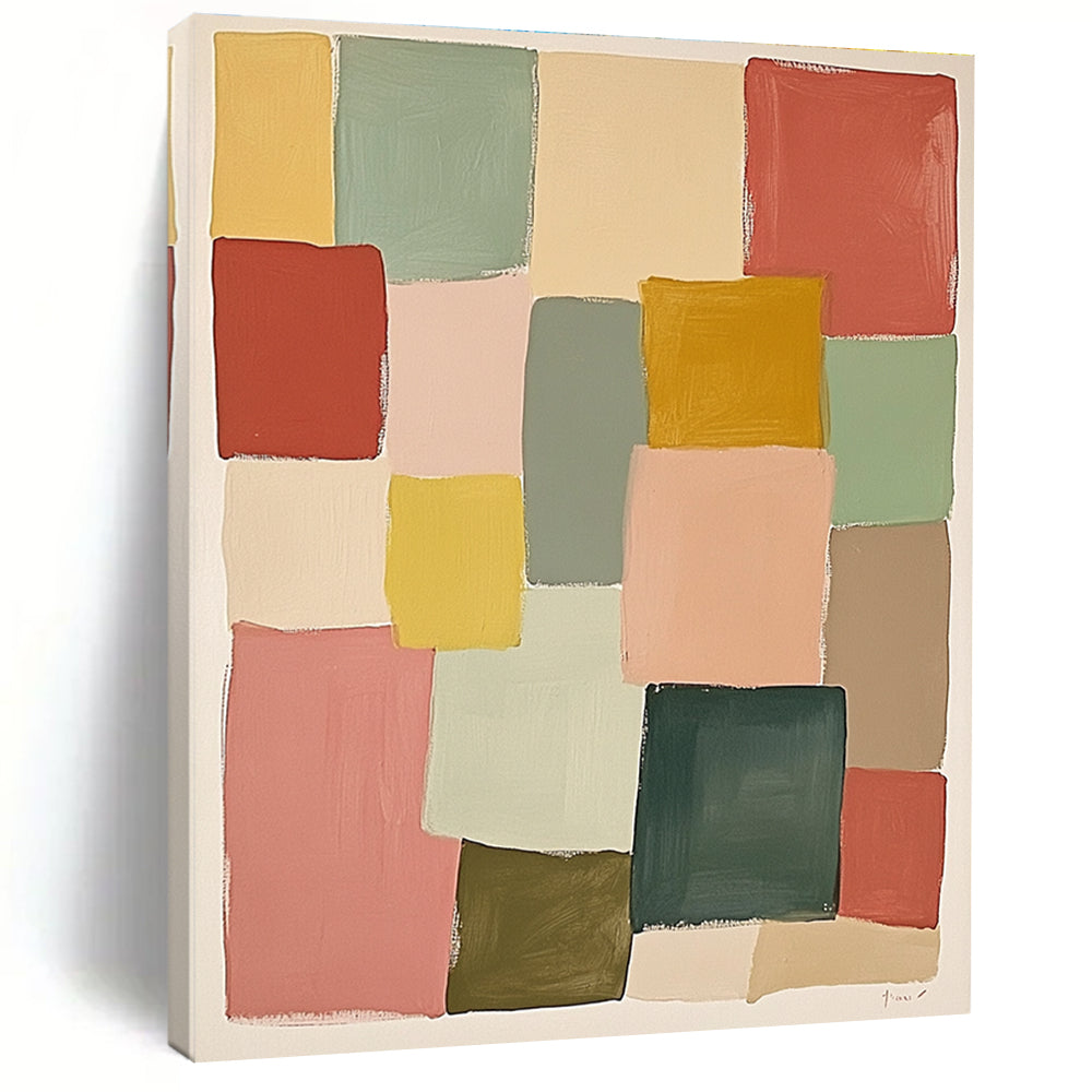 Color - Block Mosaic Abstract Painting with Diverse Hues GER278