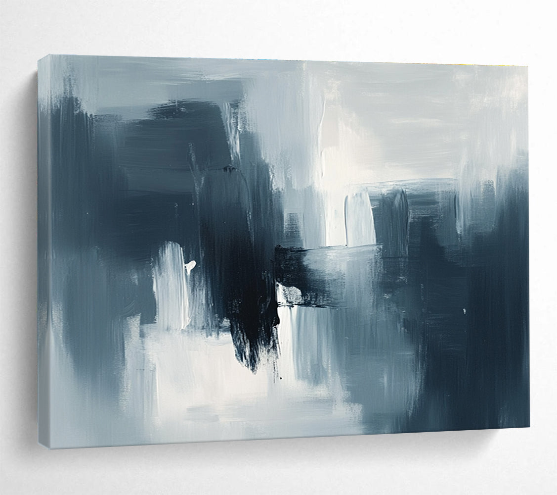 Gray and Black Abstract Painting with Layered Brushstrokes DYP391