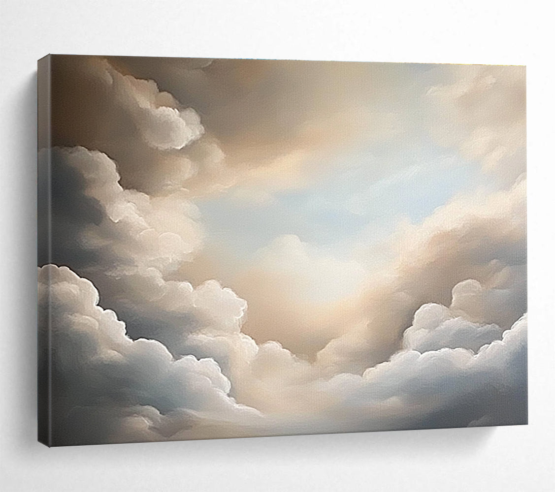 Beige and Grey Cloudy Sky Abstract Painting DYP132