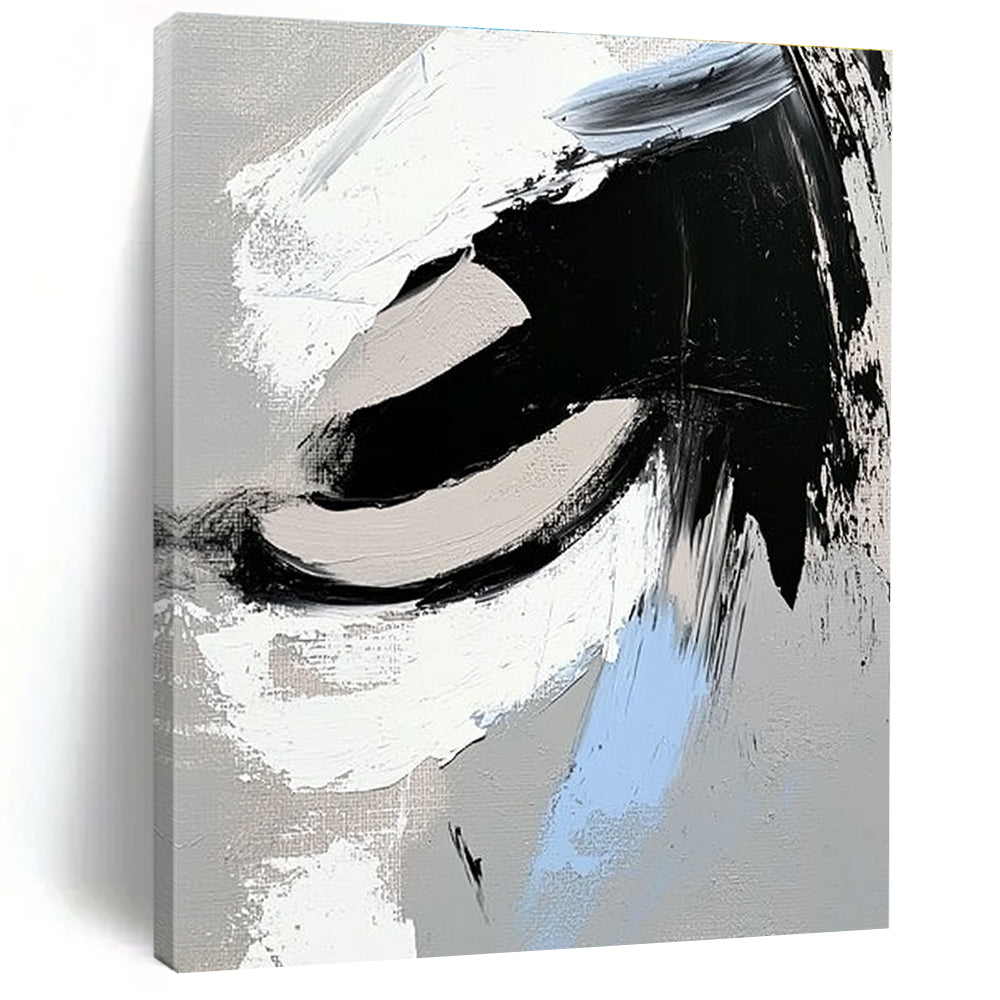 Blue Accent Abstract with Black White and Gray GER357