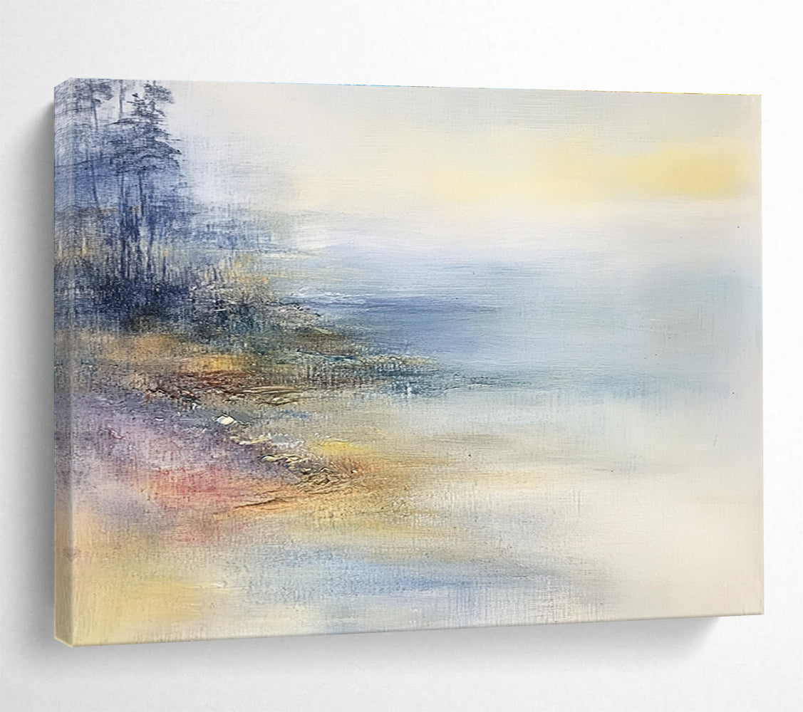 Misty Coastal Abstract Painting with Soft Hues DYP269