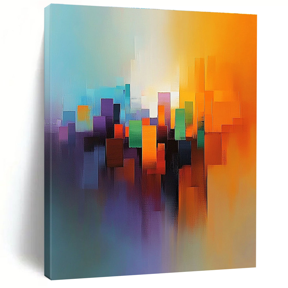 Colorful City Abstract Painting with Vivid Hues GER449