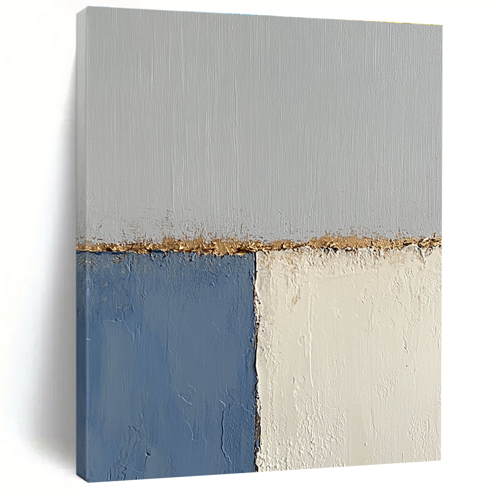 Blue and Gray Abstract Painting with Textured Edges GER165