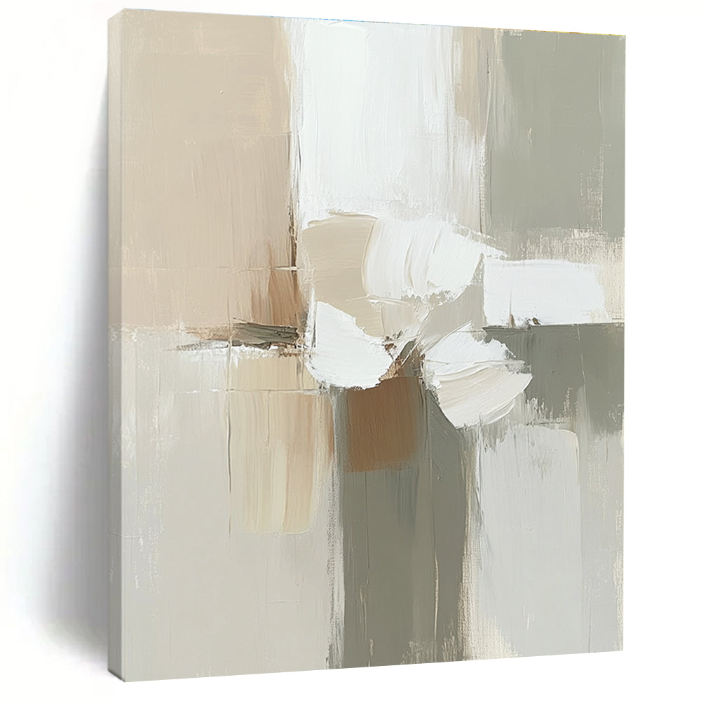 Neutral Tones Abstract Painting with Floral - like Shapes GER636