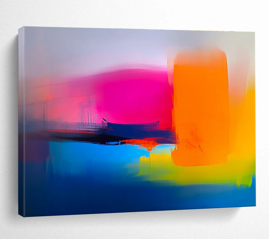 Neon Color Abstract Painting with Bold Shapes DYP308