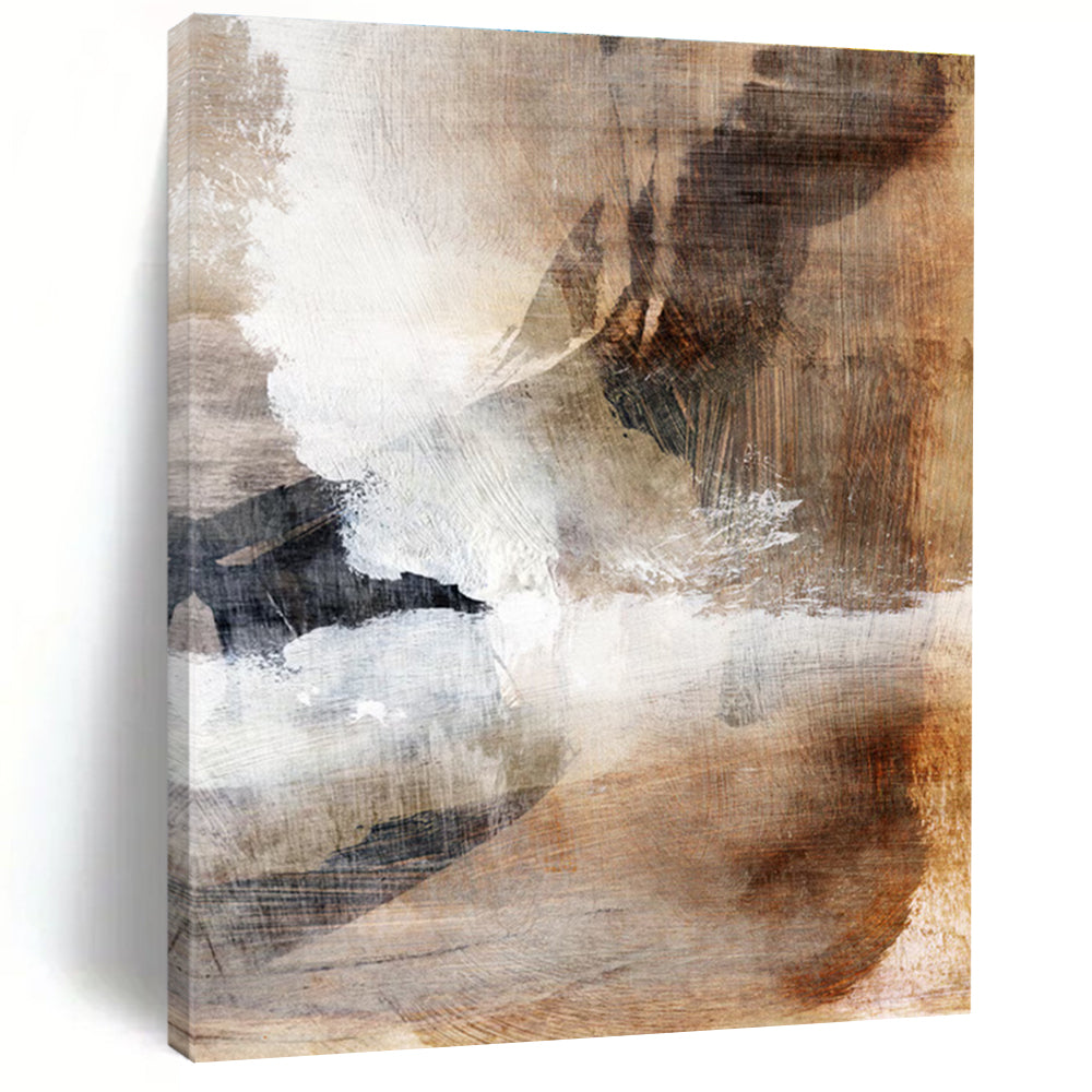 Earth - toned Abstract with White Accents and Textured Surfaces Painting ADGE209
