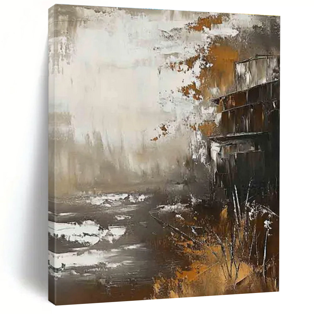 Riverbank Abstract Painting with Muted Tones ADGE485