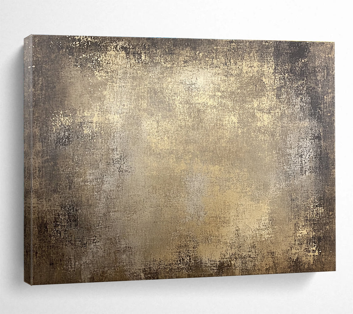 Large abstract canvas featuring distressed light brown tones with a textured rustic background perfect for an earthy decor style.SC533