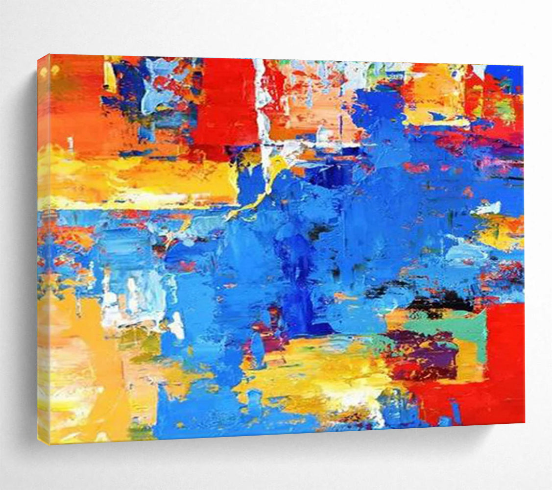Bold Color Block Abstract Painting with Primary and Secondary Shades THY282
