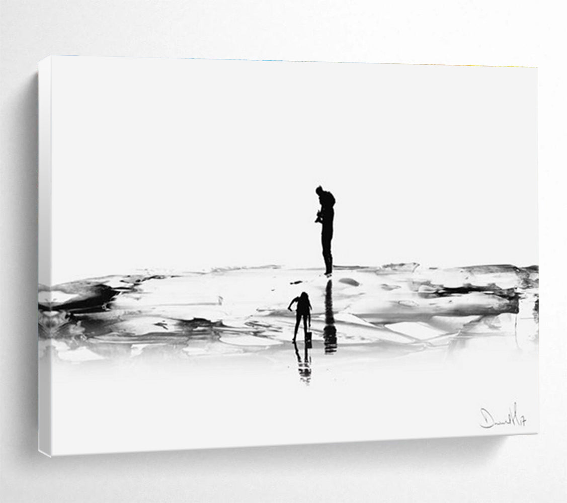 Black and White Silhouette Abstract Painting of Figures THY114